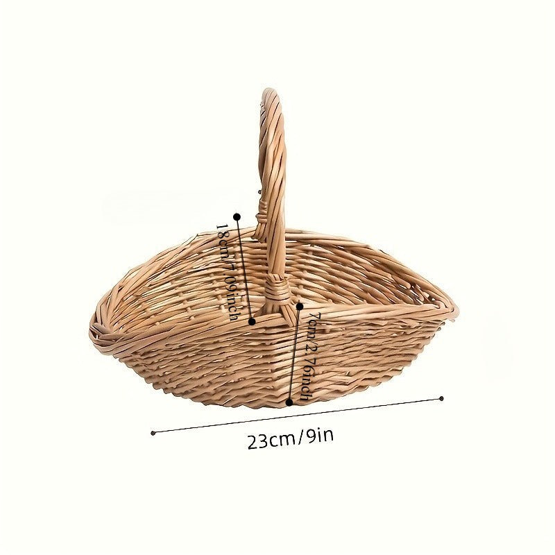 Seagrass Wicker Storage Basket with Handles, Handwoven Oval Farmhouse Organizer in Single-Piece Format