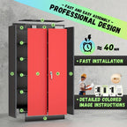 Storage Cabinet 72-Inch Locking Steel Utility Cupboard with Four Adjustable Shelves and Two Colors