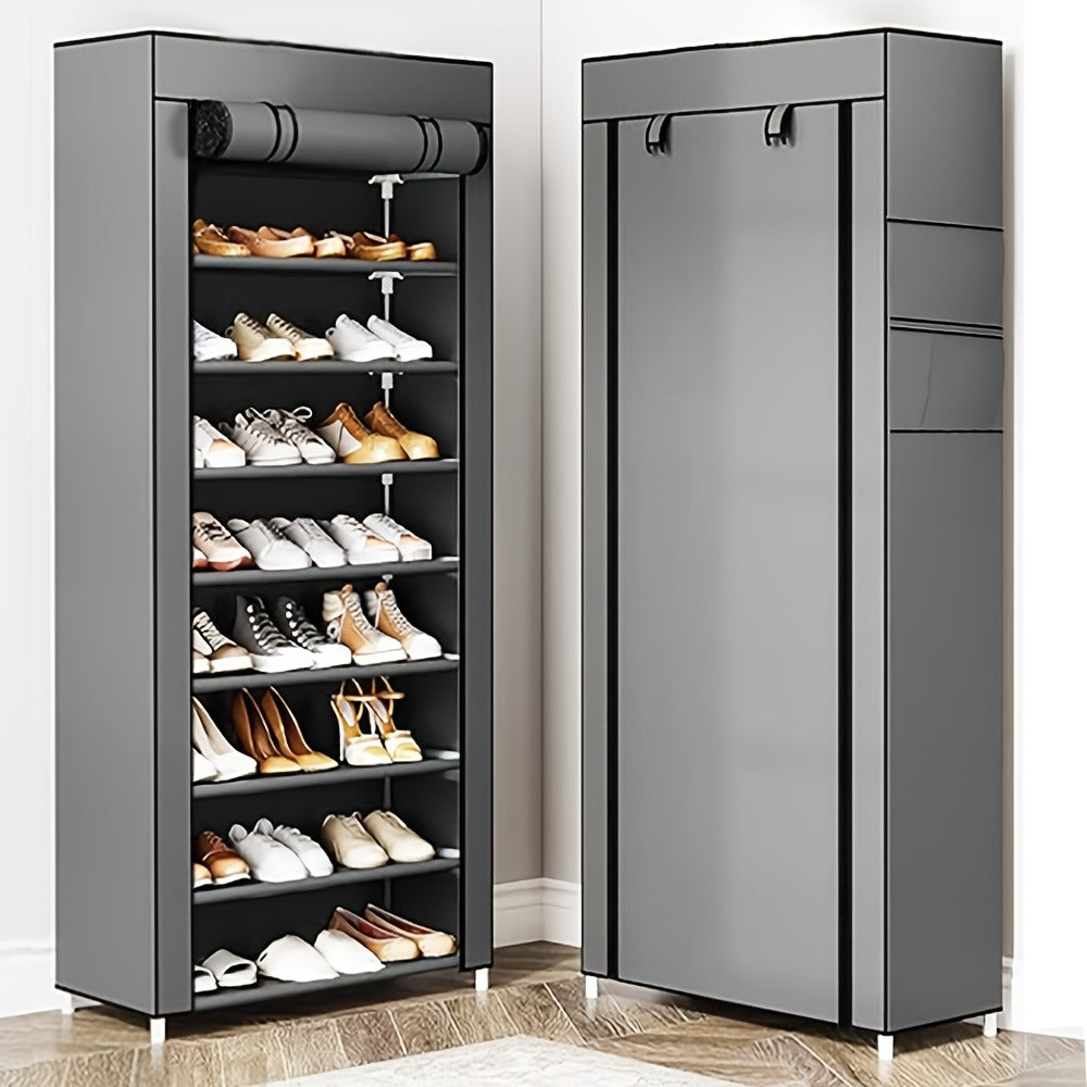 Multi-Tier Fabric Shoe Cabinet with Tool-Free Assembly for Entryway